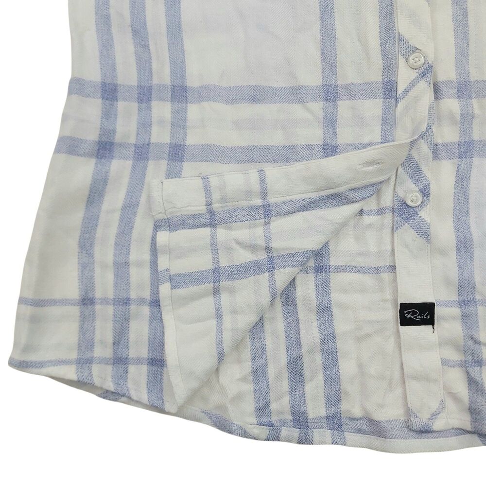 Rails Shirt Womens Medium White Blue Plaid Long Sleeve Button Soft Casual Preppy - Picture 3 of 10